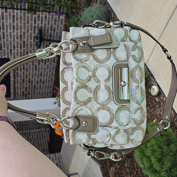 Coach Kristin Op Art Sequin Satchel - Picture 1 of 15